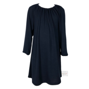 Baby | Toddler | Kids| Gathered Peasant Neckline Dress-Knee Lenght | Long Sleeve| Navy
