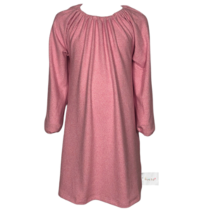 Baby | Toddler | Kids| Gathered Peasant Neckline Dress-Knee Lenght | Long Sleeve |Pink