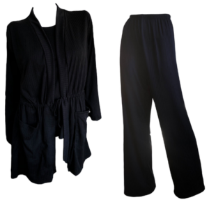 Maternity & Nursing | Hospital Pajamas  | Cardigan & Wide Leg Pants |  Elegance Black
