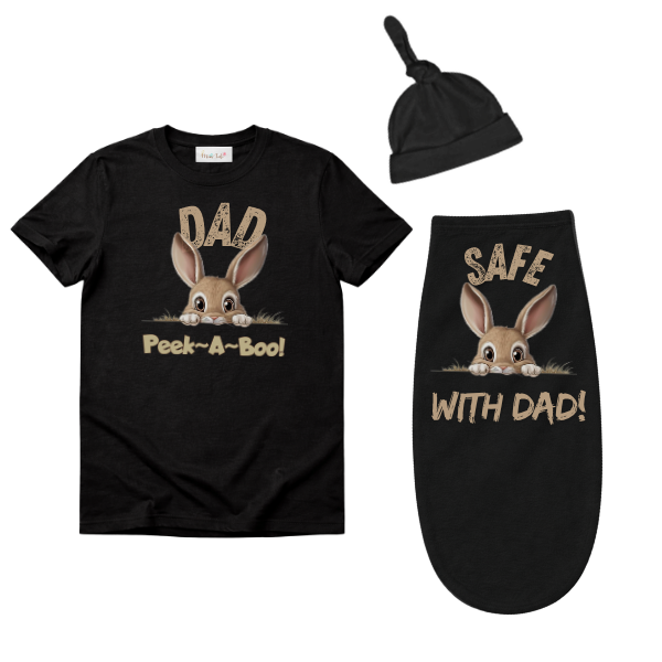 Baby & Dad |Short Sleeve Tshirt & Baby Swaddle Cocoon| Eng-Peek-a-Boo