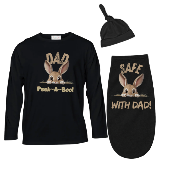Baby & Dad |Long Sleeve Tshirt & Baby Swaddle Cocoon|Eng|Peek-a-Boo