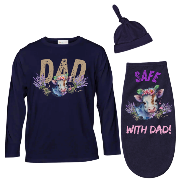 Baby & Dad |Long Sleeve Tshirt & Baby Swaddle Cocoon|Eng|Boere Meisie