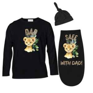 Baby & Dad |Long Sleeve Tshirt & Baby Swaddle Cocoon|Eng| Wild One Neutral