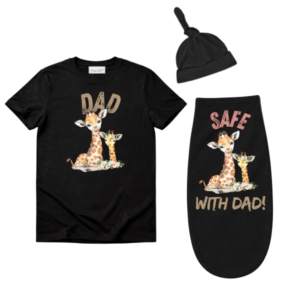 Baby & Dad |Short Sleeve Tshirt & Baby Swaddle Cocoon| Afr| Wild One Girl