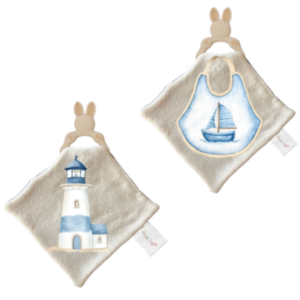 Baby Silicone Teether & Dudu Blanket |2 Pack|Sailor Ocean