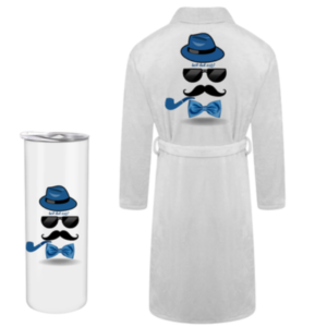 Dad |Printed Fleece Gown and Tumbler Gift Set | White| Best Dad Ever