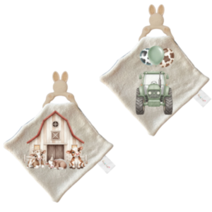 Baby Silicone Teether & Dudu Blanket |2 Pack| Farmer Green
