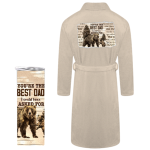 Dad |Printed Fleece Gown and Tumbler Gift Set | Cream | You're The Best Dad
