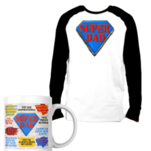 Dad Printed | Long Sleeve T-Shirt & Mug Gift Set |  Blue Super Dad