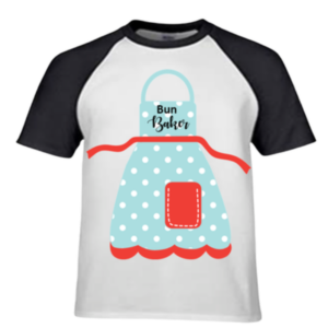 Pregnancy Announcement|Ladies Black & White Printed Shirt|Bun Baker Apron