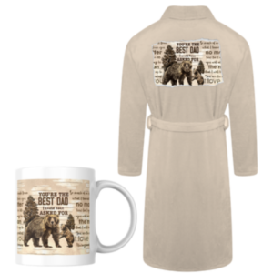 Dad |Printed Fleece Gown and Mug Gift Set |  Cream | You're The Best Dad
