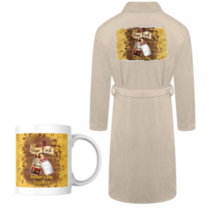 Dad |Printed Fleece Gown and Mug Gift Set |  Cream | Our First Father's Day