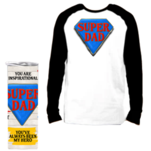 Dad Printed | Long Sleeve T-Shirt & Tumbler Gift Set |  Blue Super Dad