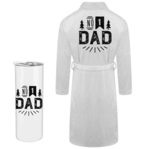 Dad |Printed Fleece Gown and Tumbler Gift Set | White| No 1 DAD