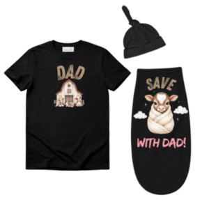 Baby & Dad |Short Sleeve Tshirt & Baby Swaddle Cocoon| Eng-Farmer Pink