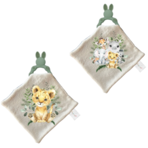 Baby Silicone Teether & Dudu Blanket |2 Pack| Wild one neutral