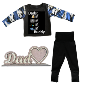 Dad & Me | Boys Two Tone Camo Shirt, Black Pants with Dad Photo frame