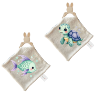 Baby Silicone Teether & Dudu Blanket |2 Pack| Coral Reef