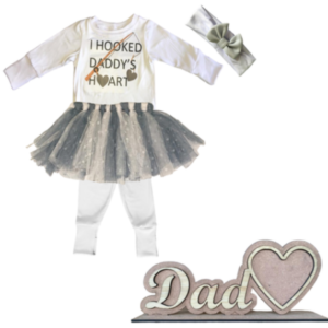 Dad & Me - Girls White Tutu Set with DAD Photo Frame