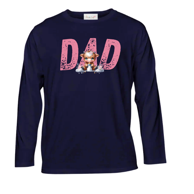 Baby & Dad | Long Sleeve T-shirt | Eng | Highland Cow Girl