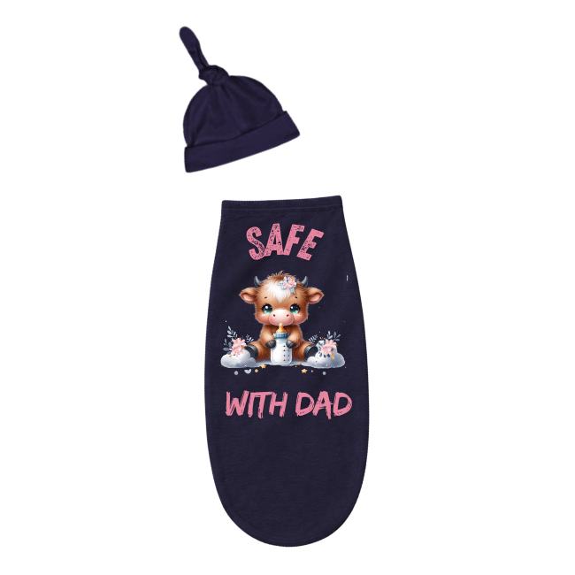 Baby & Dad | Long Sleeve T-shirt & Baby Swaddle Cocoon | Eng | Highland Cow Girl - Image 4