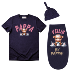 Baby & Dad | Short Sleeve T-shirt & Baby Swaddle Cocoon | Afr | Highland Cow Girl
