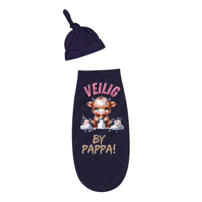 Baby & Dad | Long Sleeve T-shirt & Baby Swaddle Cocoon | Afr | Highland Cow Girl - Image 4