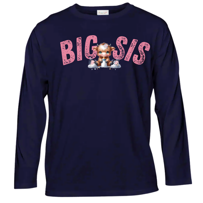 Baby | Sister Long Sleeve T-shirt | Eng | Highland Cow Girl