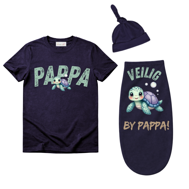 Baby & Dad | Short Sleeve T-shirt & Baby Swaddle Cocoon | Afr | Coral Reef
