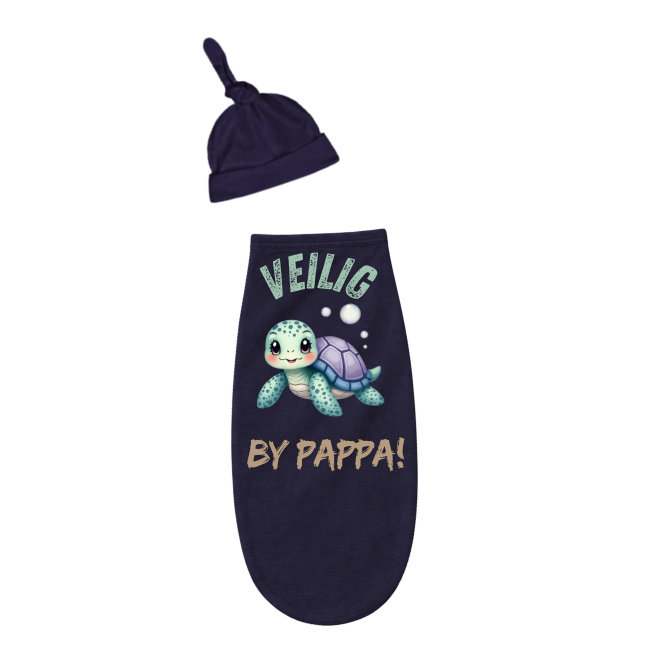 Baby & Dad | Short Sleeve T-shirt & Baby Swaddle Cocoon | Afr | Coral Reef - Image 4