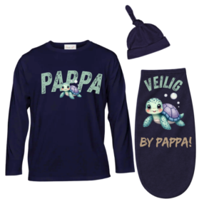 Baby & Dad | Long Sleeve T-shirt & Baby Swaddle Cocoon | Afr | Coral Reef