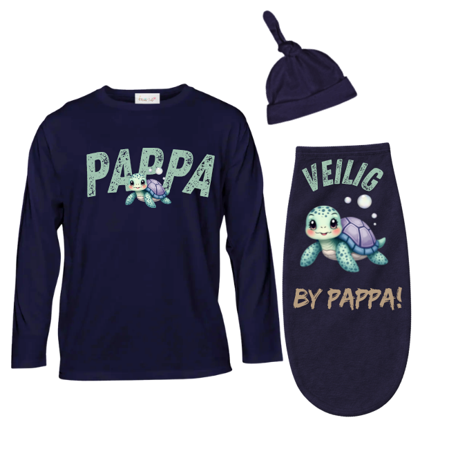Baby & Dad | Long Sleeve T-shirt & Baby Swaddle Cocoon | Afr | Coral Reef