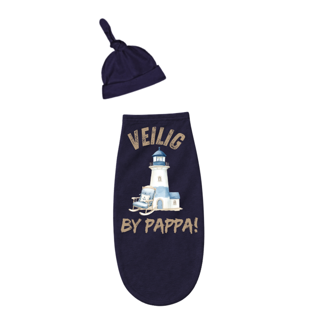Baby & Dad | Long Sleeve T-shirt & Baby Swaddle Cocoon | Afr | Sailor Ocean - Image 4
