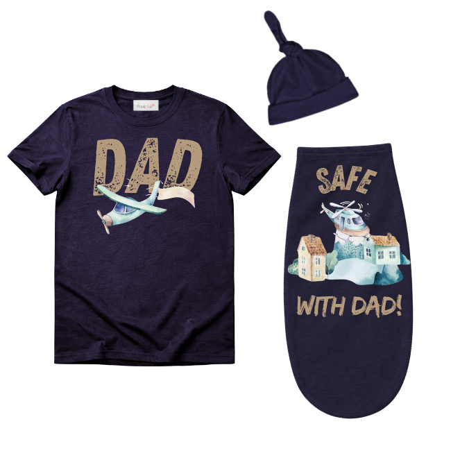 Baby & Dad | Short Sleeve T-shirt & Baby Swaddle Cocoon | Eng | Air Transport