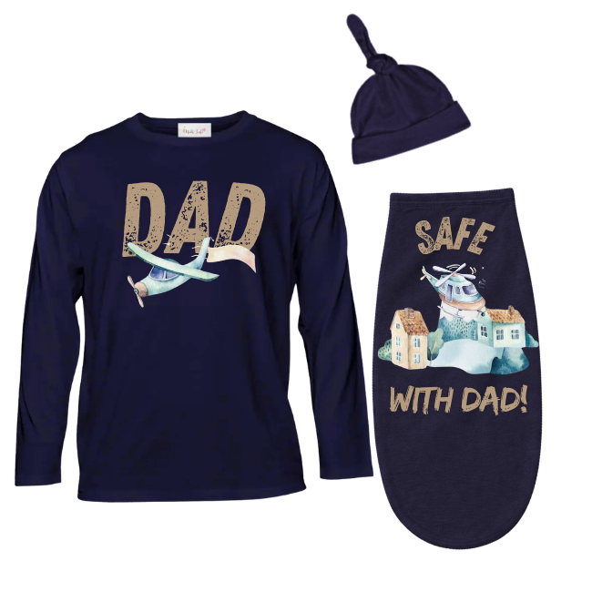 Baby & Dad | Long Sleeve T-shirt & Baby Swaddle Cocoon | Eng | Air Transport
