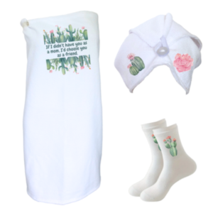 Ladies Appreciation Gift |Wrap,Hair Towel&Non-Slip Socks| Cactus