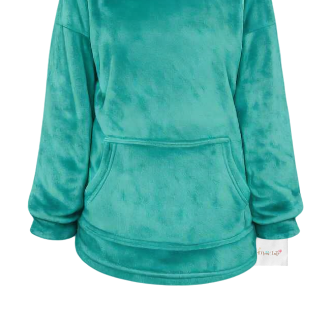 Baby | Toddler | Oversized fleece Hoodie with front pocket | Teal - Image 2