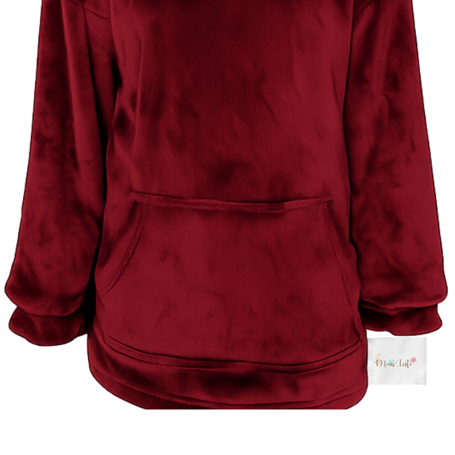 Baby | Toddler | Oversized fleece Hoodie with front pocket | Maroon - Image 2