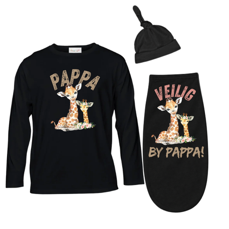 Baby & Dad | Long Sleeve T-shirt & Baby Swaddle Cocoon | Afr | Wild One Girl