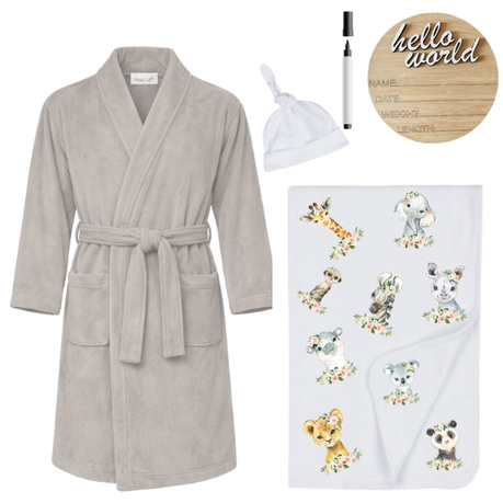 Hospital Set | Mom & Me | Winter Gown, Swaddle & Birth Ann | Stone | Wild One Girl