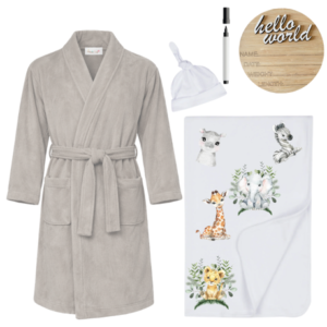 Hospital Set | Mom & Me | Winter Gown, Swaddle & Birth Ann | Stone | Wild One Neutral