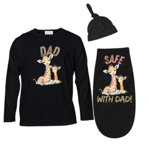 Baby & Dad | Long Sleeve T-shirt & Baby Swaddle Cocoon | Eng | Wild One Girl