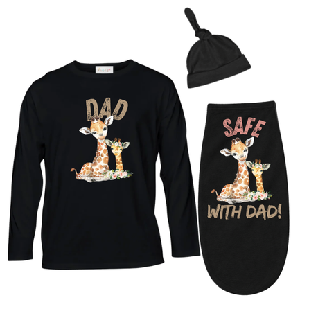 Baby & Dad | Long Sleeve T-shirt & Baby Swaddle Cocoon | Eng | Wild One Girl