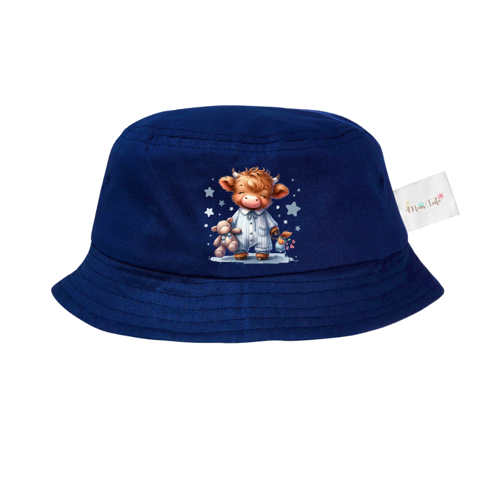 Baby | Toddler | Themed Double Walled Water Bottle & Bucket Hat | Highland Cow Boy - Image 2