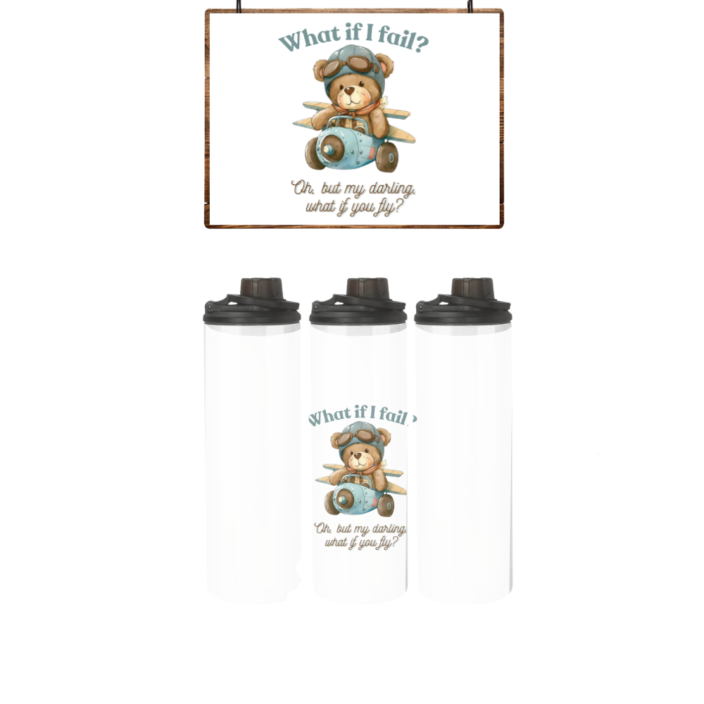 Baby | Toddler | Themed Double Walled Water Bottle & Bucket Hat | What if I fail - Image 3
