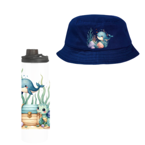 Baby | Toddler | Themed Double Walled Water Bottle & Bucket Hat | Coral Reef