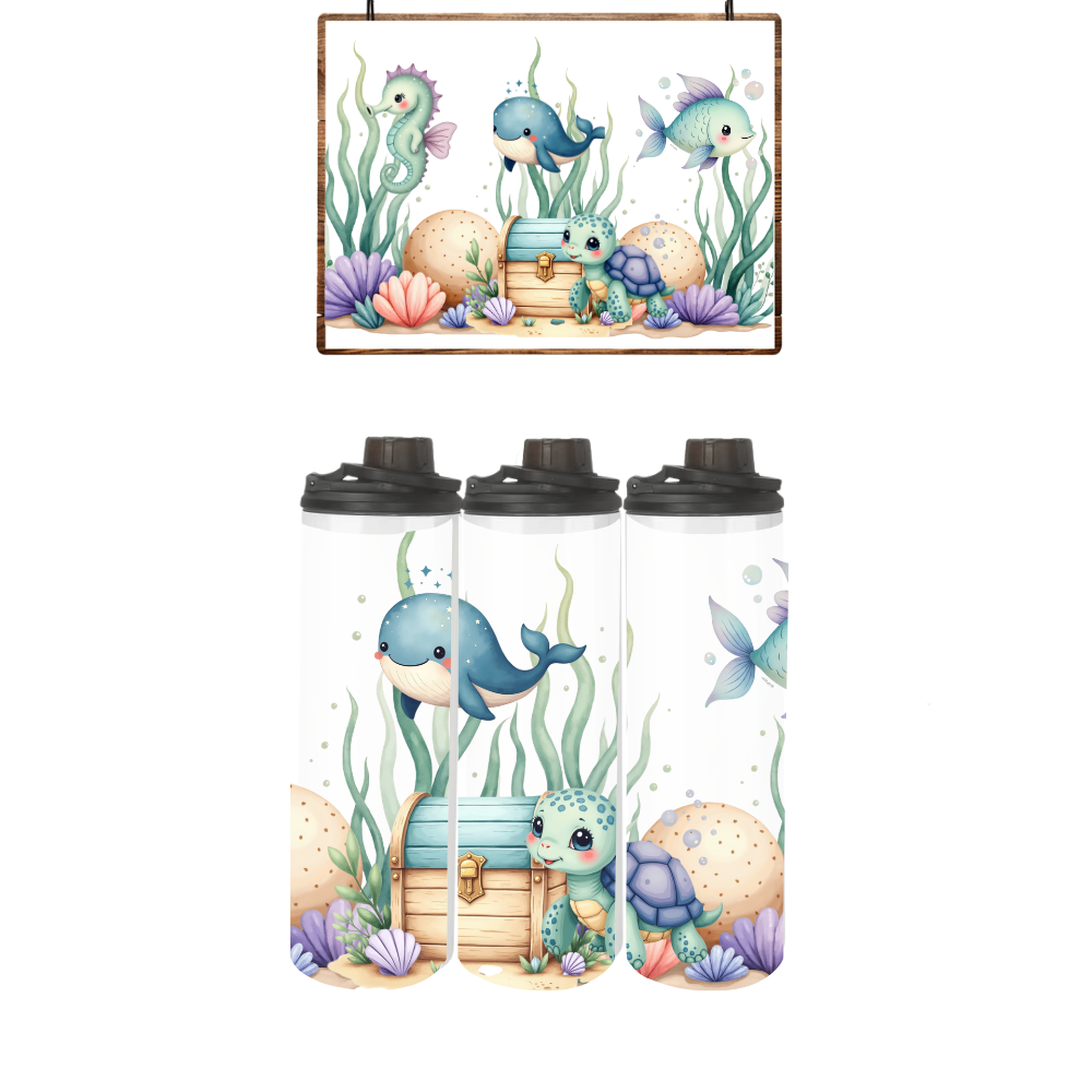 Baby | Toddler | Themed Double Walled Water Bottle & Bucket Hat | Coral Reef - Image 3