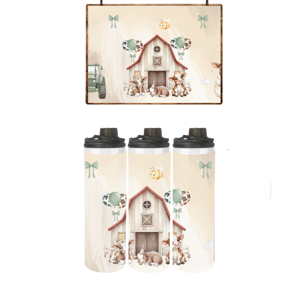 Baby | Toddler | Themed Double Walled Water Bottle & Bucket Hat | Farmer Green - Image 3