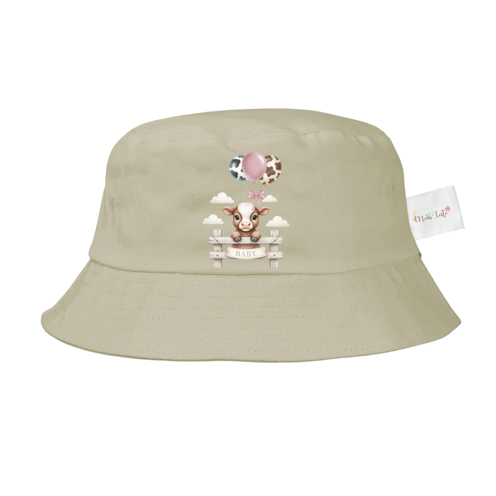 Baby | Toddler | Themed Double Walled Water Bottle & Bucket Hat | Farmer Pink - Image 2
