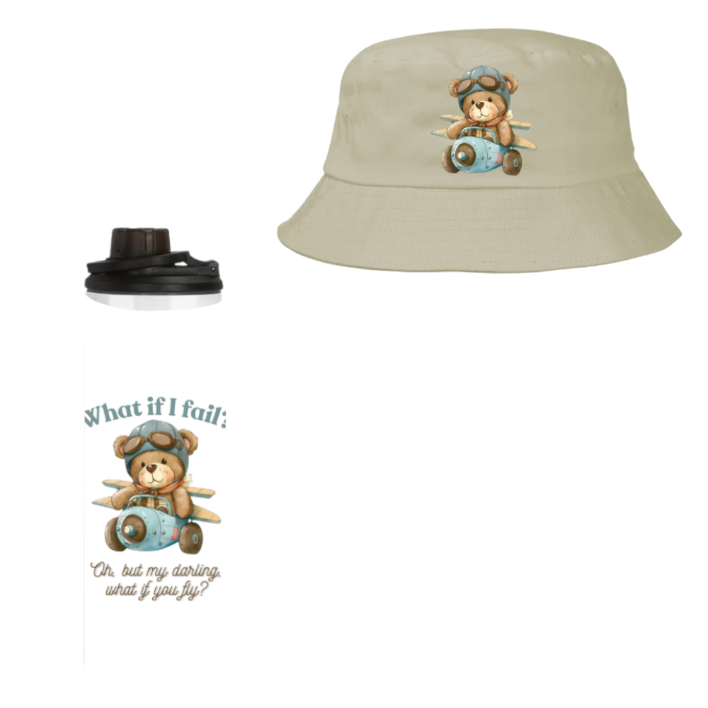 Baby | Toddler | Themed Double Walled Water Bottle & Bucket Hat | What if I fail